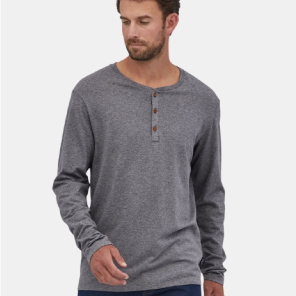 NWOT Patagonia Men’s Long-Sleeved Daily Henley Shirt Noble Gray XL Casual Cotton